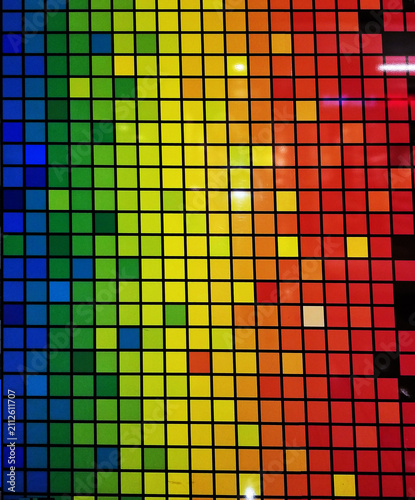 Colorful Abstract Mosaic Tile Pattern Background with Geometric Square Grid Design, Rainbow Vector Illustration, Seamless Decorative Digital Texture Wallpaper Art