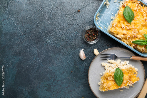 Baking dish and plate of pa...