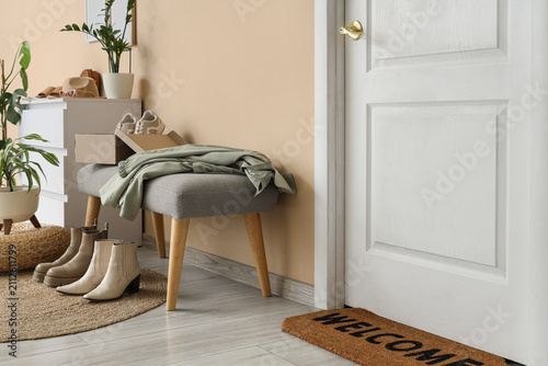 Soft bench with womens shoe...