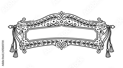 Professional Black and White Ornate Rococo Style Daybed with Floral and Swirl Designs Tassels and Decorative Molding