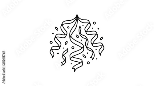 Sleek Black and White Abstract Flame or Fireburst with Bubbles for Modern Design Projects with high quality professional line art symbols for modern creative design and digital branding projects