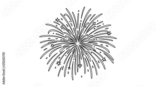 Sleek Black and White Fireworks Explosion for Celebration and Festive Designs with high quality professional line art symbols for modern creative design and digital branding projects