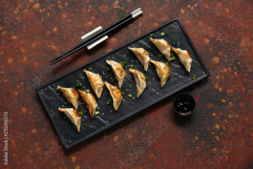 Black board with fried Japa...