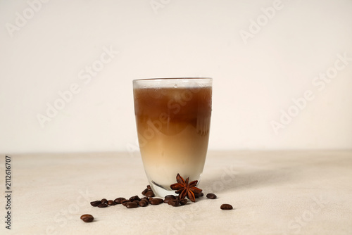 Glass of iced latte with st...