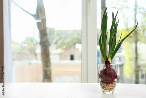 Glass with cultivated green...