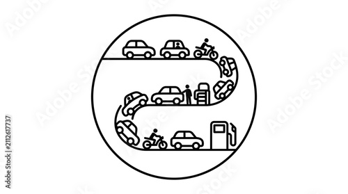 Obraz na płótnie Traffic Jam and Congestion Concept, City Road with Cars and Motorcycles