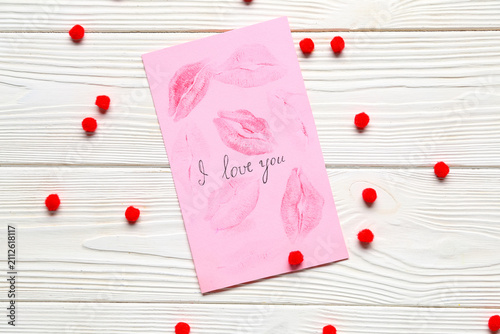 Festive card with kisses an...