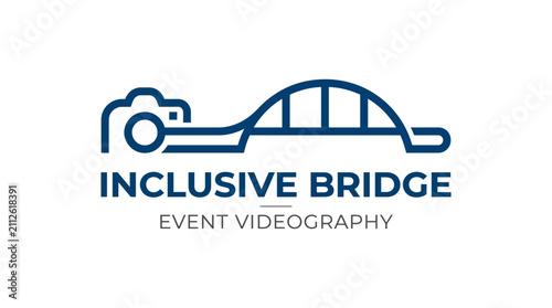 Cuadro en lienzo Inclusive Bridge event videography logo with camera and bridge icon