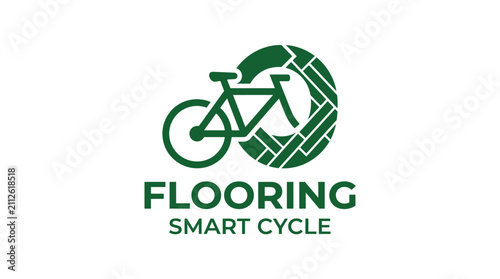 Принти на полотні Bicycle flooring logo with tire as parquetry wood blocks.