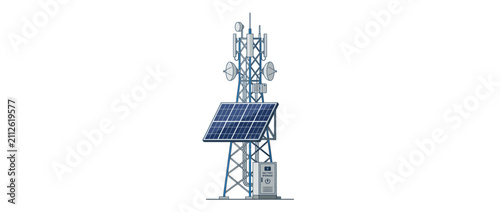 Cell Tower with Solar Panels for Sustainable Communication