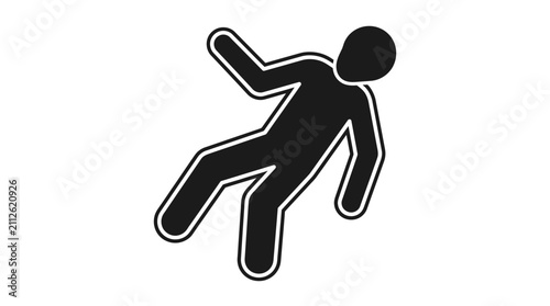 Canvas Print Silhouette of a person falling, representing accident or injury, isolated on whi