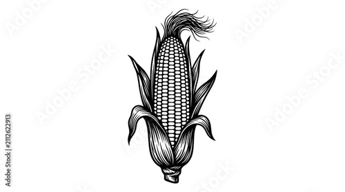 Drawing of a single corn cob.
