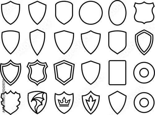 Medieval knight shield icon. Heraldic crest design for fantasy games and historical logos.