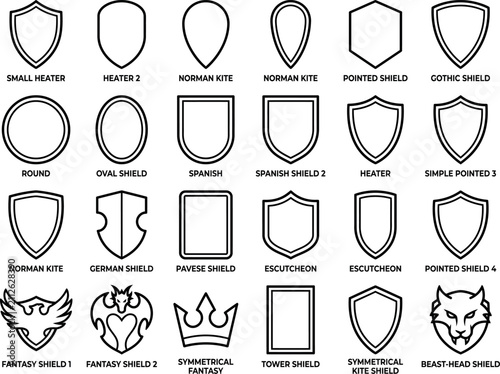 Medieval shield vector icon. Classic knight armor emblem for historical design projects.