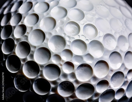 closeup of a white golf ball showing dimples texture