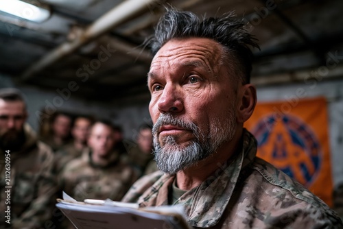 Soldier Addressing Troops Indoors