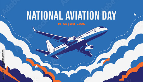Bild auf Leinwand National aviation day celebration with airplane flying in the sky