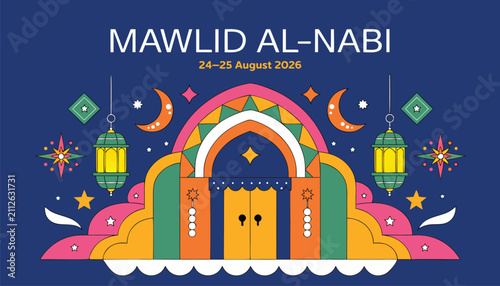 Canvastavla Mawlid alnabi celebration greeting card illustration