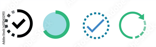 Canvastavla Loading Progress Status Icons Set Collection Circular Process Check Mark Refresh