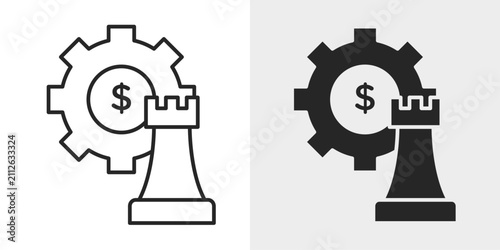 Business Strategy Icon represents strategic planning, business growth, and corporate decision-making with an editable outline vector illustration.