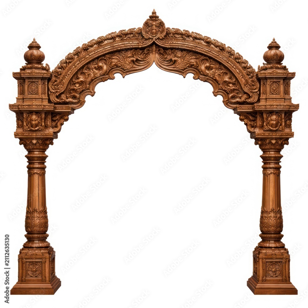 Obraz premium Ornate carved wooden archway with classic vintage design