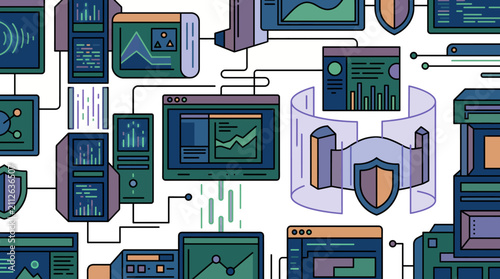Abstract Technology and Data Security Concept Illustration.