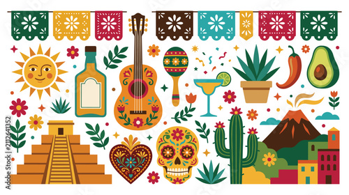 Mexican cultural elements for celebration design.