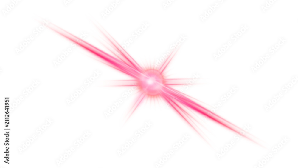 Obraz premium Bright pink star lens flare effect with light rays