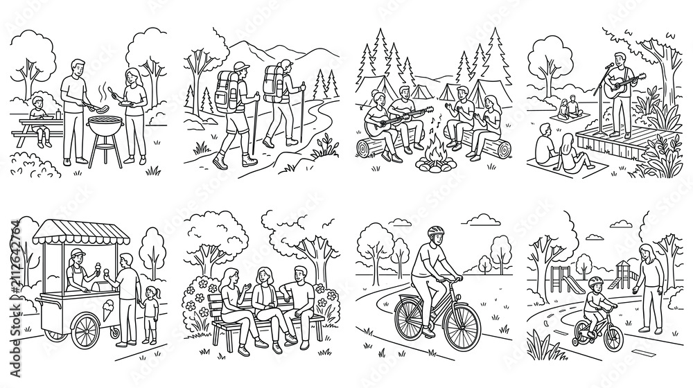 Fototapeta premium Group of people enjoying outdoor activities in nature.