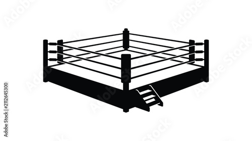 Boxing Ring Silhouette On White Background Minimalist Graphic Design