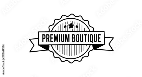 Premium boutique ribbon badge logo design.