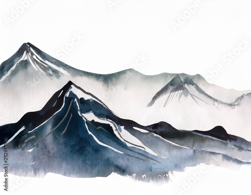 abstract mountain landscape japanese style minimalist design abstract watercolor for wall decoration postcard or brochure design isolated on a white background