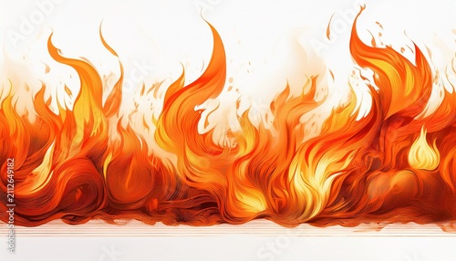 a fire with orange flames is shown as seamless border n a white background the fire is very large and has a lot of flames