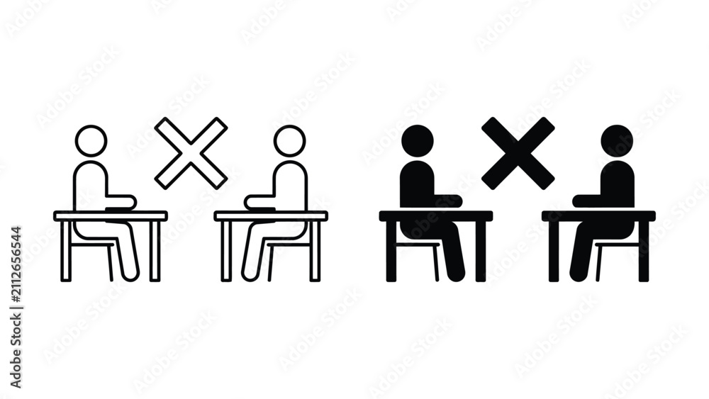Foto Social distancing seating arrangement icon