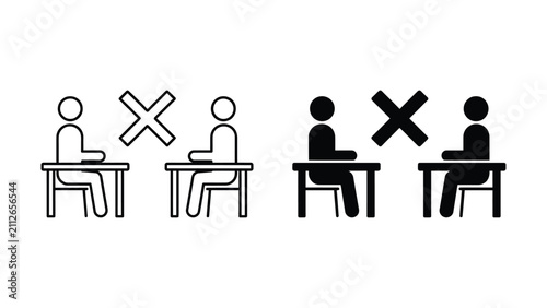 Bild auf Leinwand Social distancing seating arrangement icon