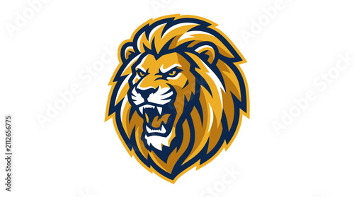 Fotografie Fierce roaring lion sports mascot head.