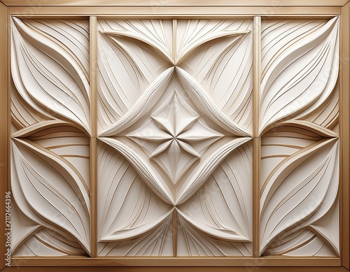 3d wallpaper in form of modern wood white geometric wall panel design