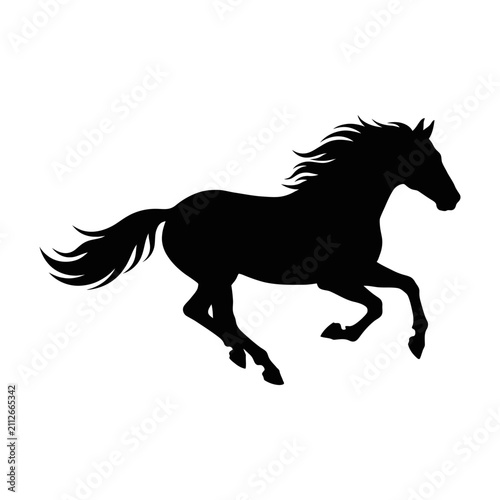 фотографія Dynamic black horse silhouette vector