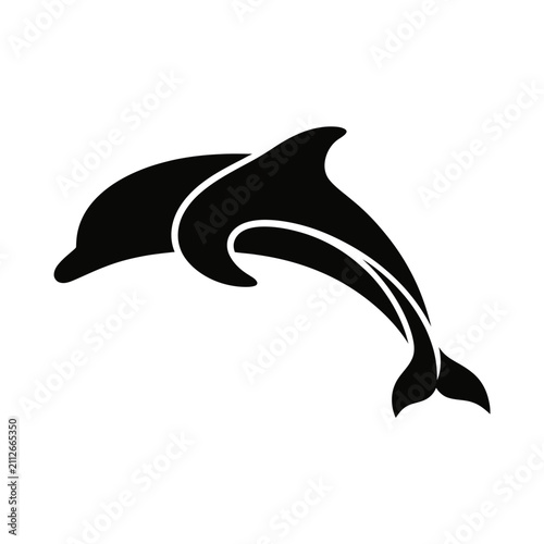 Canvas Print Dolphin silhouette leaps gracefully through the air representing ocean life and aquatic intelligence