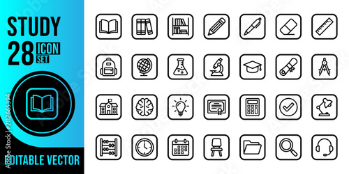 Obraz na płótnie A comprehensive collection of twenty eight hand drawn education and study icon s