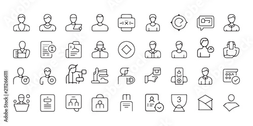 Set of thin line avatar user icons for digital profiles and personal identification systems for various web applications.