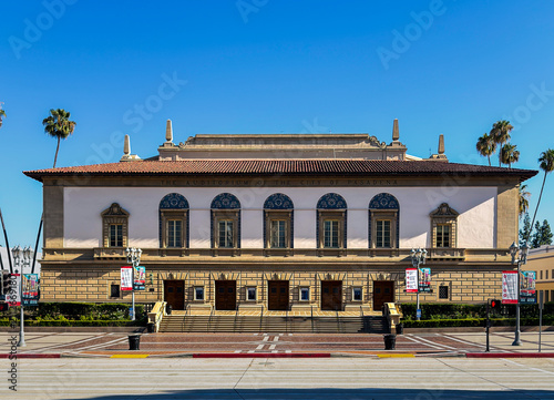 Historic Pasadena Civic Auditorium Building Facade in Pasadena California