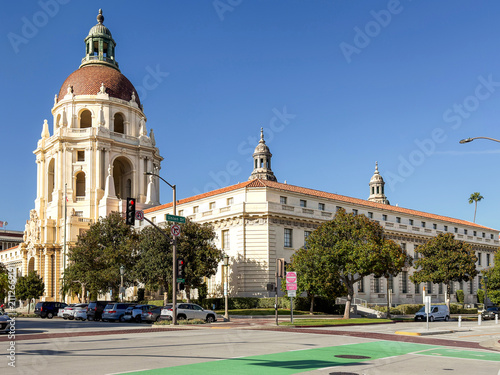 Historic Pasadena City Hall Building with Domed Tower in California