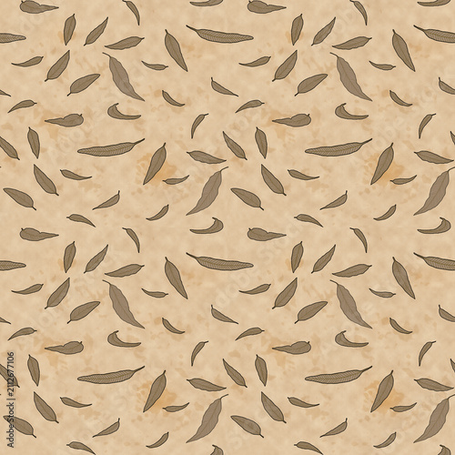 Pressed Eucalyptus Leaves on Antique Parchment Seamless Pattern. Victorian Eucalyptus Herbarium Collection Blender Pattern.