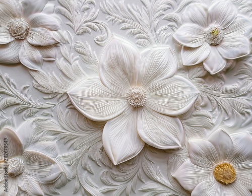 a white paper background adorned with delicately embossed flowers a textured floral pattern that combines elegance with simplicity seamless pattern seamless wallpaper