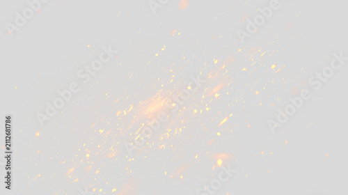 Sparks and smoldering coals rising from a fire with a transparent background showing movement and energy