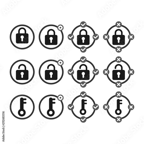 Security Lock and Key Icon Collection for Authentication and Privacy