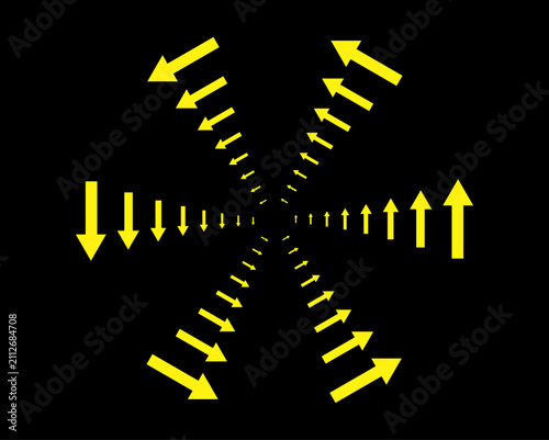 Circular Arrow Rotation Spiral Vector Set with Editable Black Direction Icons