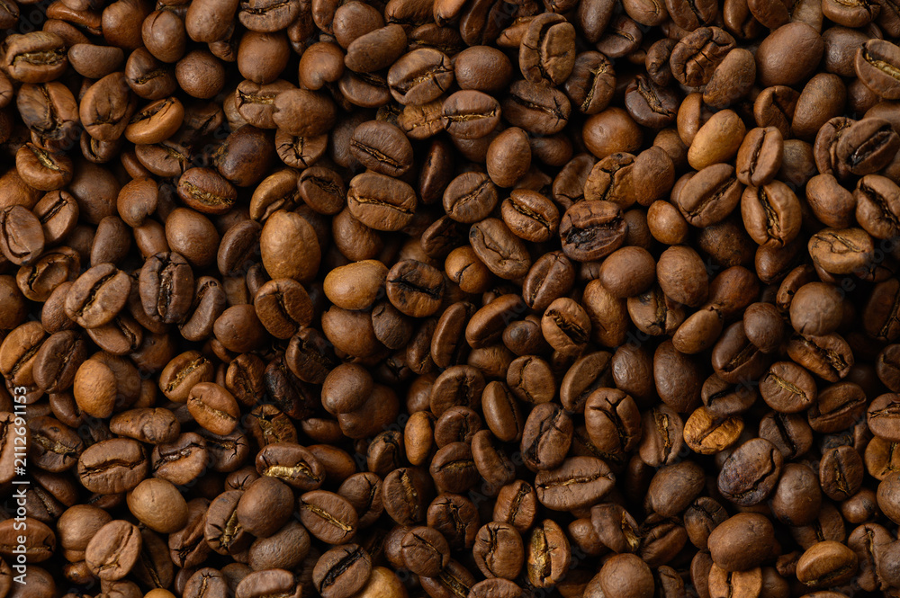Naklejka premium Rich Texture of Roasted Coffee Beans