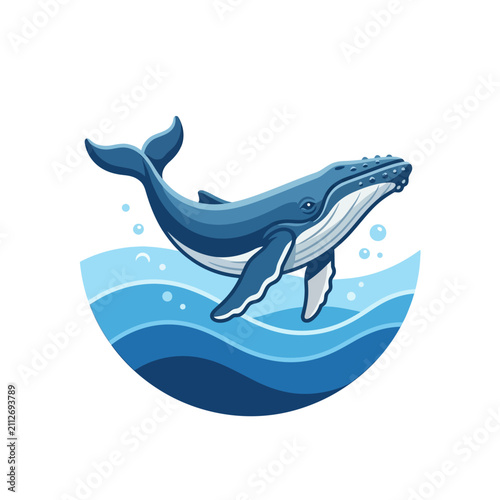 Whale swimming in ocean waves.
